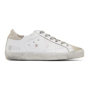 Golden Goose White Grey Leather Superstar Sneakers